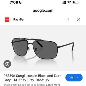 Ray-Ban Black Metal Aviator Sunglasses with Dark Grey Lenses